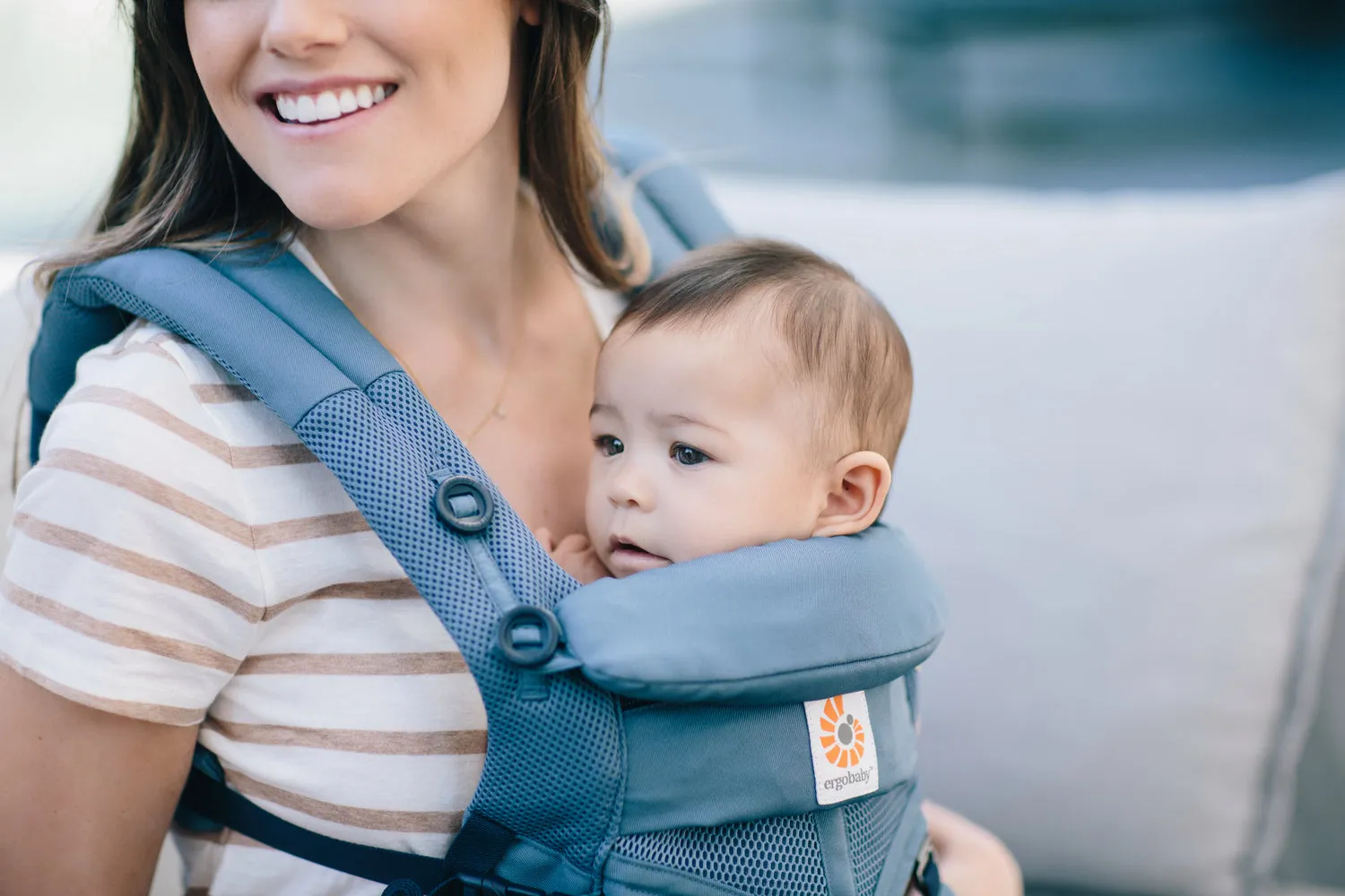 [1 year local warranty] Ergobaby Omni 360 Cool Air Mesh Baby Carrier - Oxford Blue