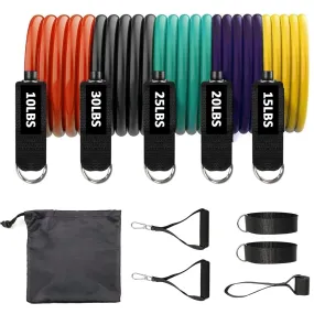 11Pcs Resistance Bands Set, Exercise Workout Bands with Handles, Ankle Straps, Door Anchor