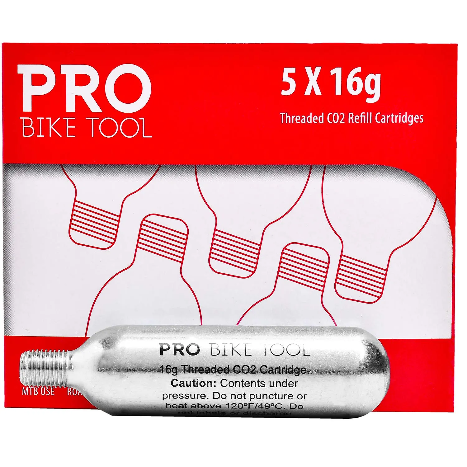 16g Threaded Co2 Cartridges - For All Co2 Bike Tire Inflators With Threaded