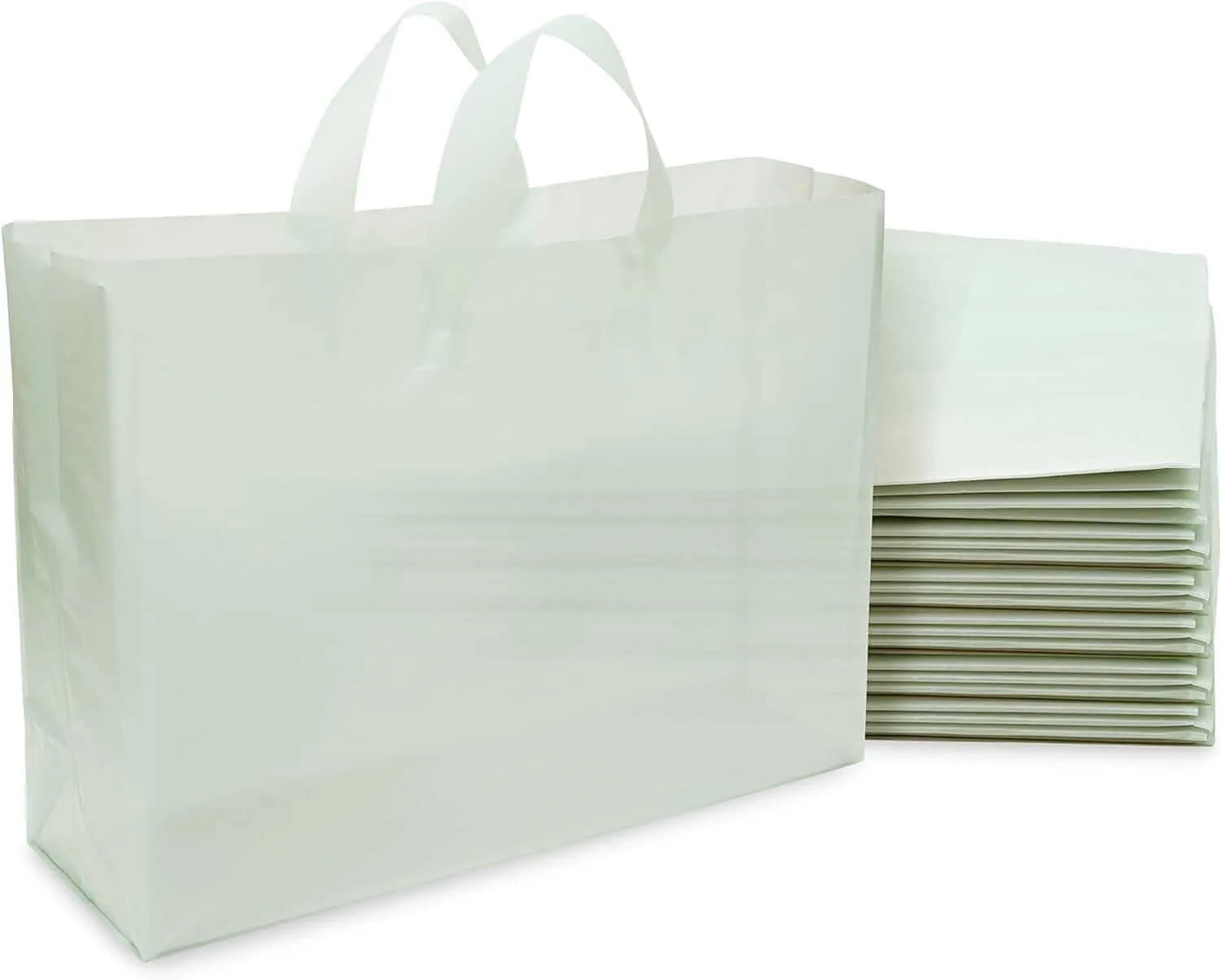 16x6x12 Large Frosted Mint Plastic Bags with Handles