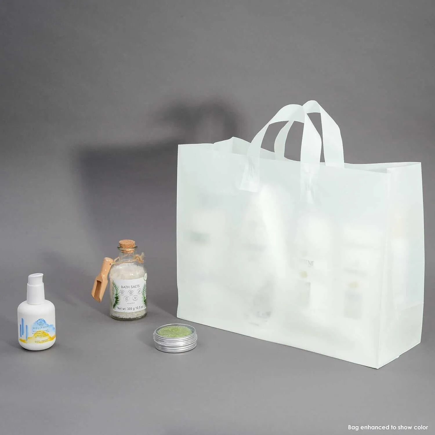 16x6x12 Large Frosted Mint Plastic Bags with Handles