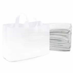 16x6x12 Large Frosted White Plastic Bags with Handles