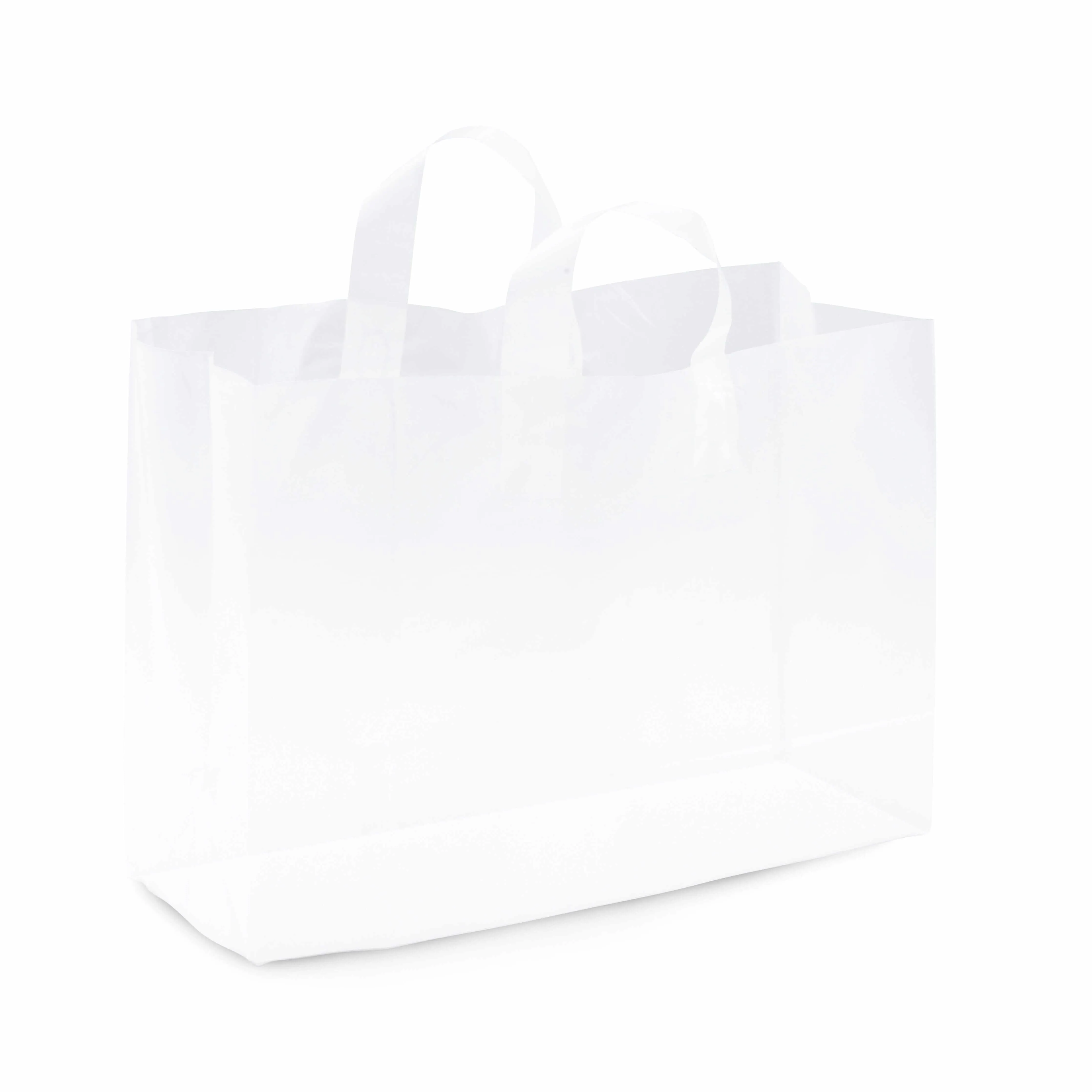 16x6x12 Large Frosted White Plastic Bags with Handles