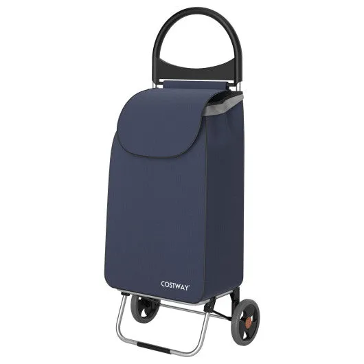 2-in-1 Portable Shopping Cart with 13.2 Gal Removable Bag-Navy