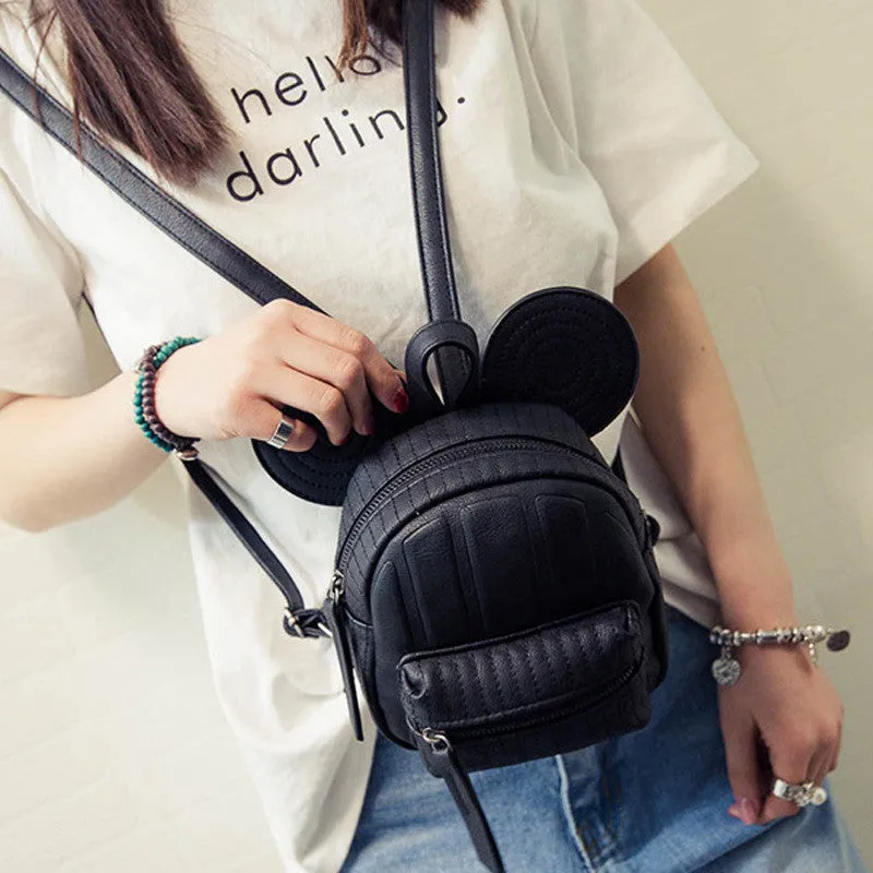 2016 New Women's Leather Backpack Cartoon children backpacks mini back pack backpacks for teenage girls small mouse New Style