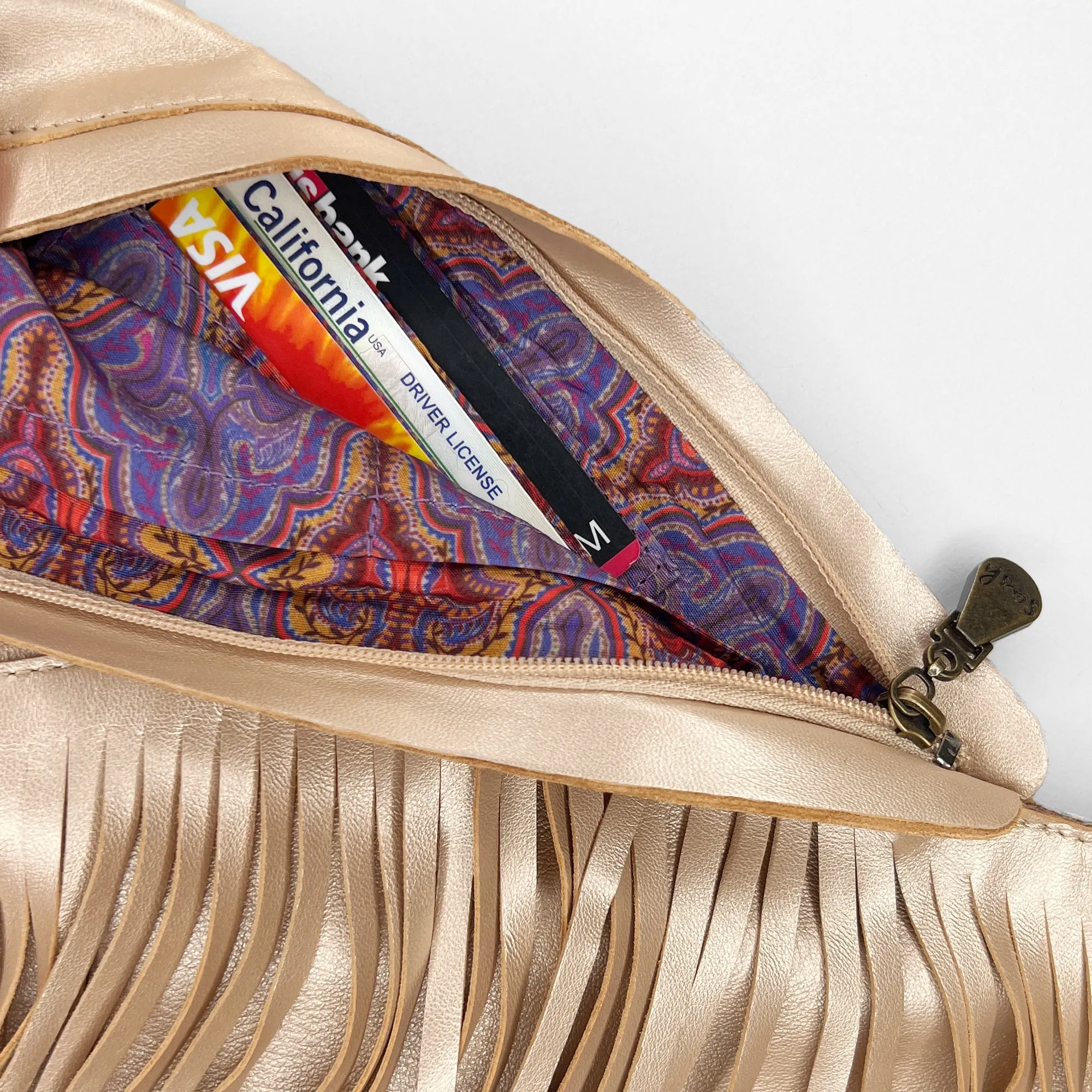 24K Leather Fringe Sash Bag