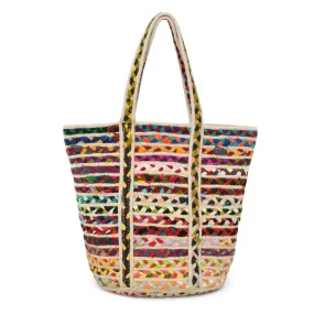 37101 Beach & Shopping Bag in Multi-Color Natural Cotton & Dori Weave | Style n Craft