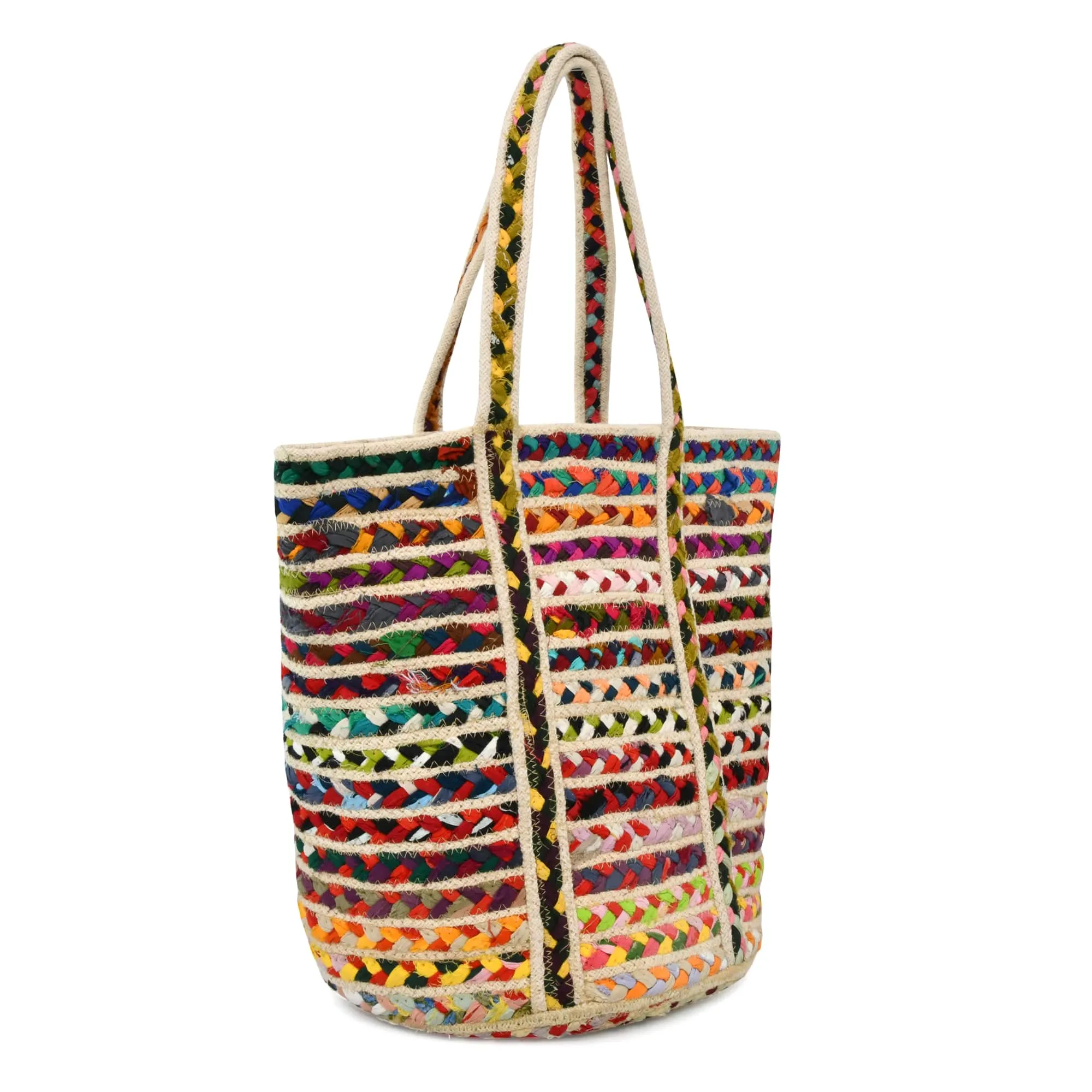 37101 Beach & Shopping Bag in Multi-Color Natural Cotton & Dori Weave | Style n Craft