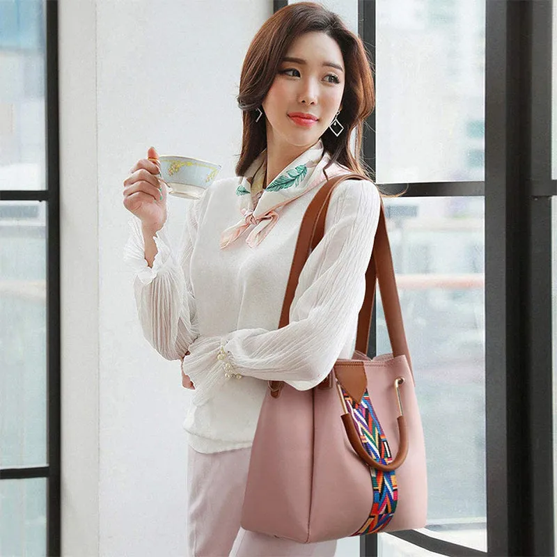 4PCS Set Elegant Women Leather Handbag Shoulder Messenger Tote Bag