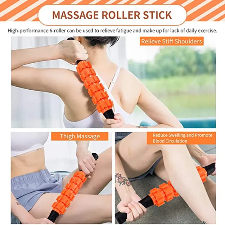 6pcs/set Crescent Hollow Foam Roller Yoga Column Set Fitness Muscle Relaxation Massager Set(33cm Orange)