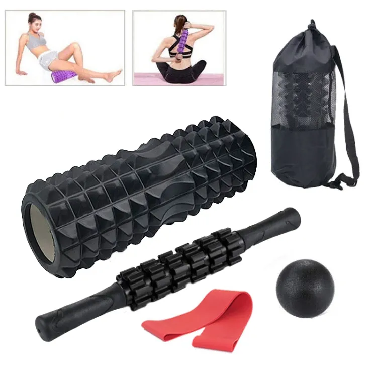 6pcs/set Crescent Hollow Foam Roller Yoga Column Set Fitness Muscle Relaxation Massager Set(33cm Orange)