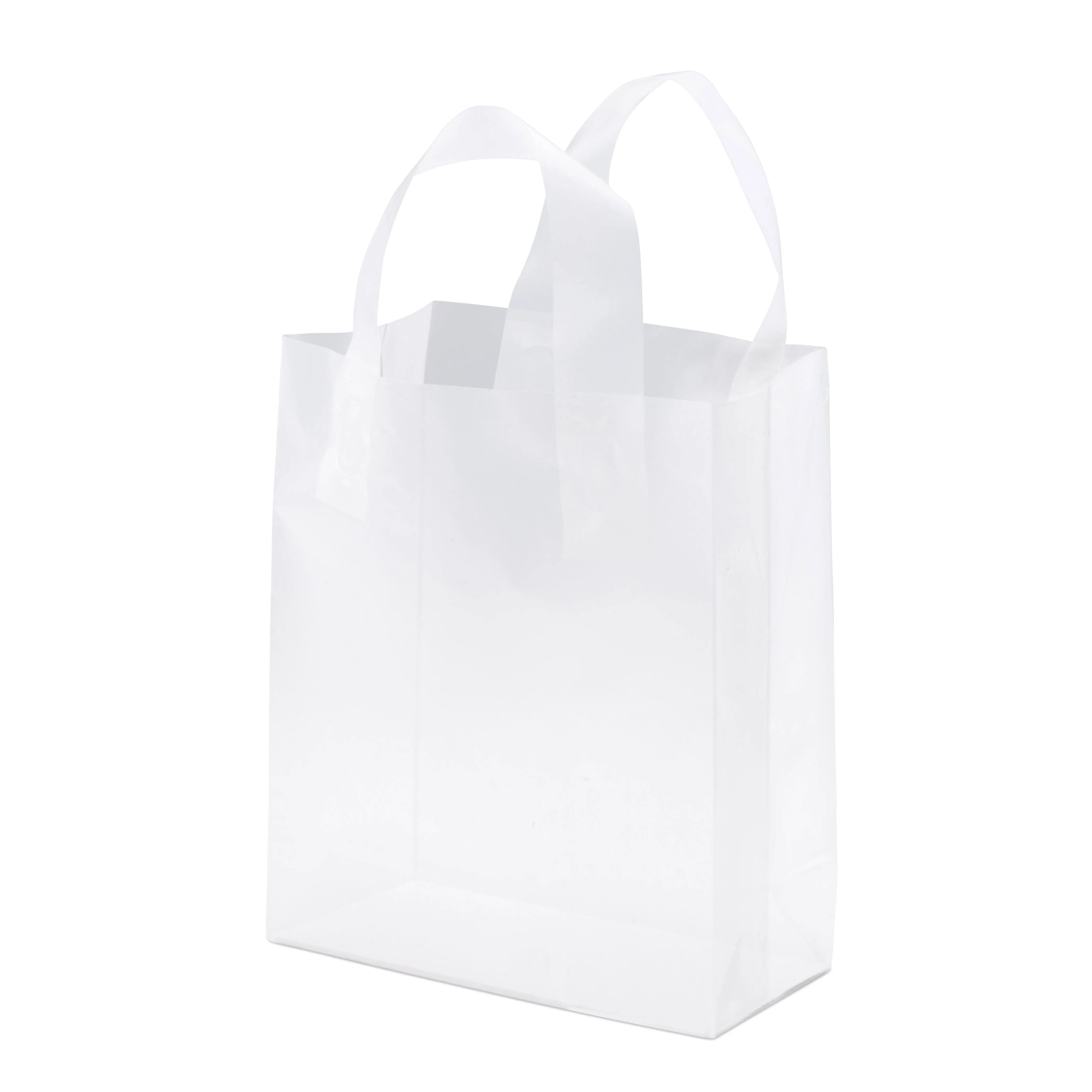 8x4x10 Small Frosted White Plastic Bags with Handles