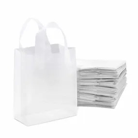 8x4x10 Small Frosted White Plastic Bags with Handles