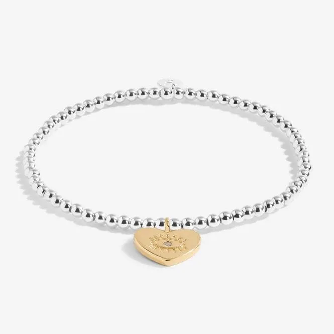 A Little Love, Peace And Yoga Silver 17.5cm Stretch Bracelet 5226