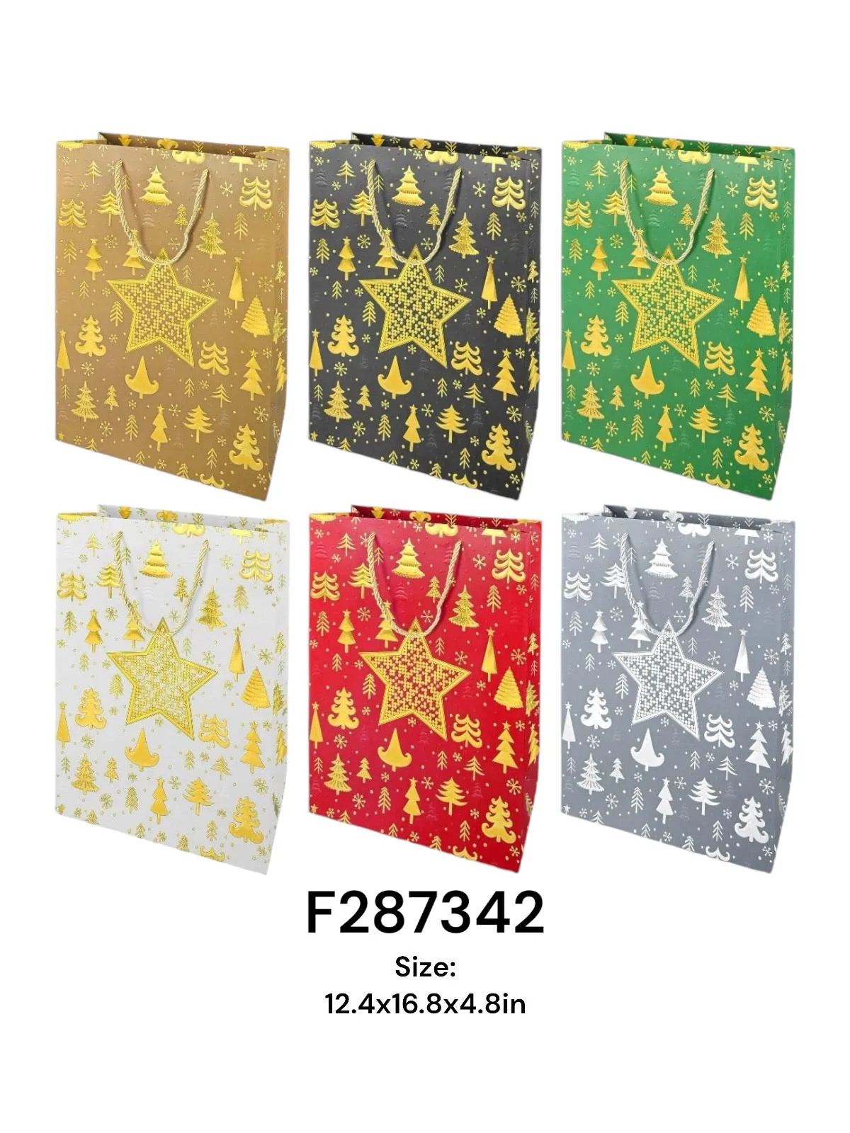 Accessories- Xmas Large Gold Star Gift Bag F287342 (12 pack)