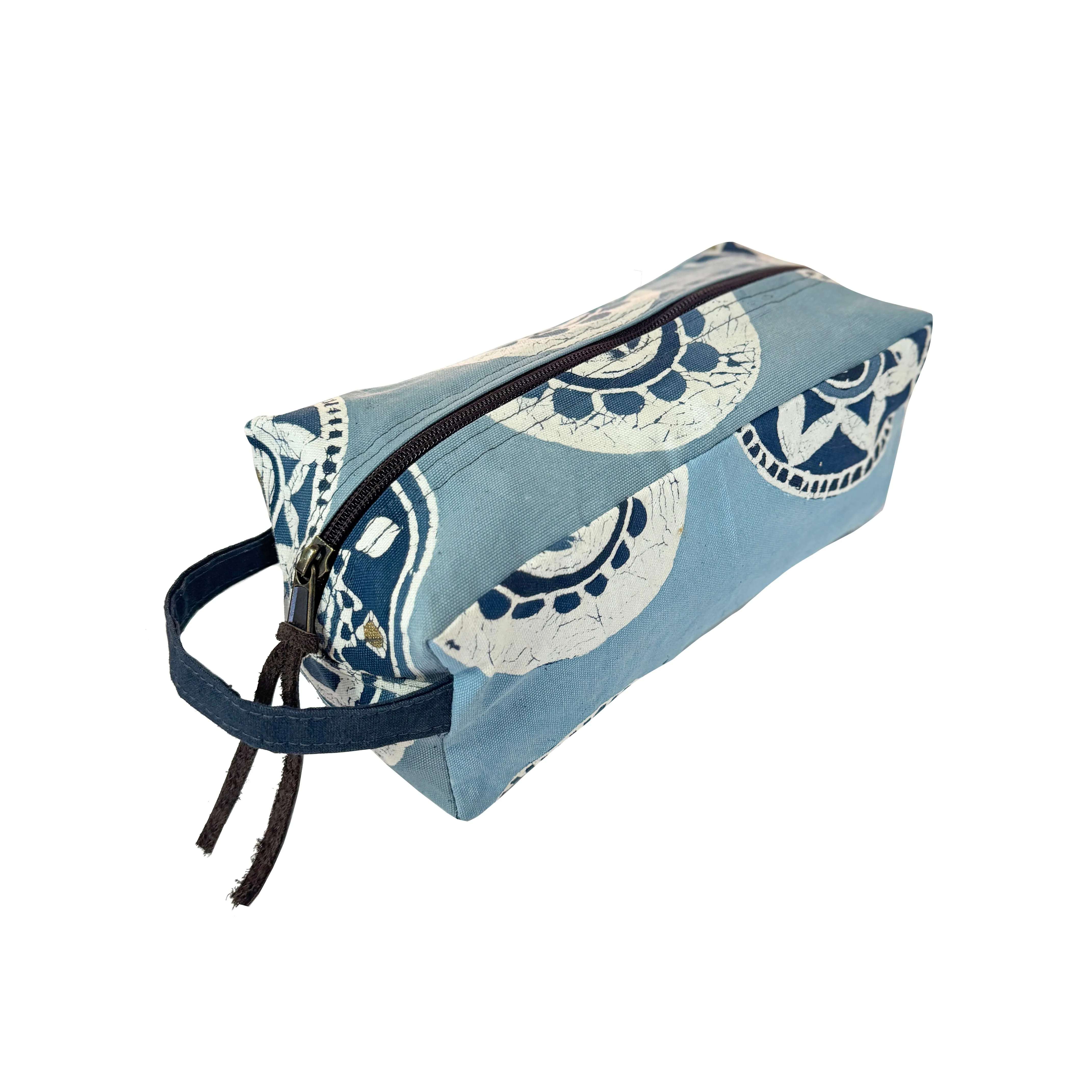 African Circles Indigo Collection Light Blue Travel Pouch