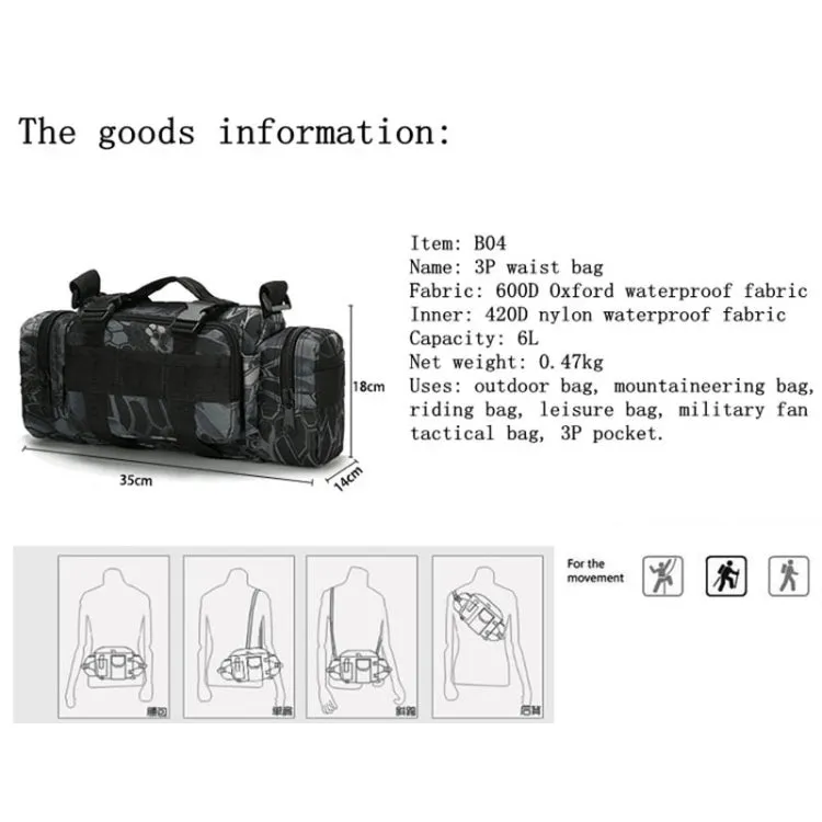 B04 Sports Outdoor Fishing Waterproof Waist Bag Photography Multifunctional Bag(JungleDigital)