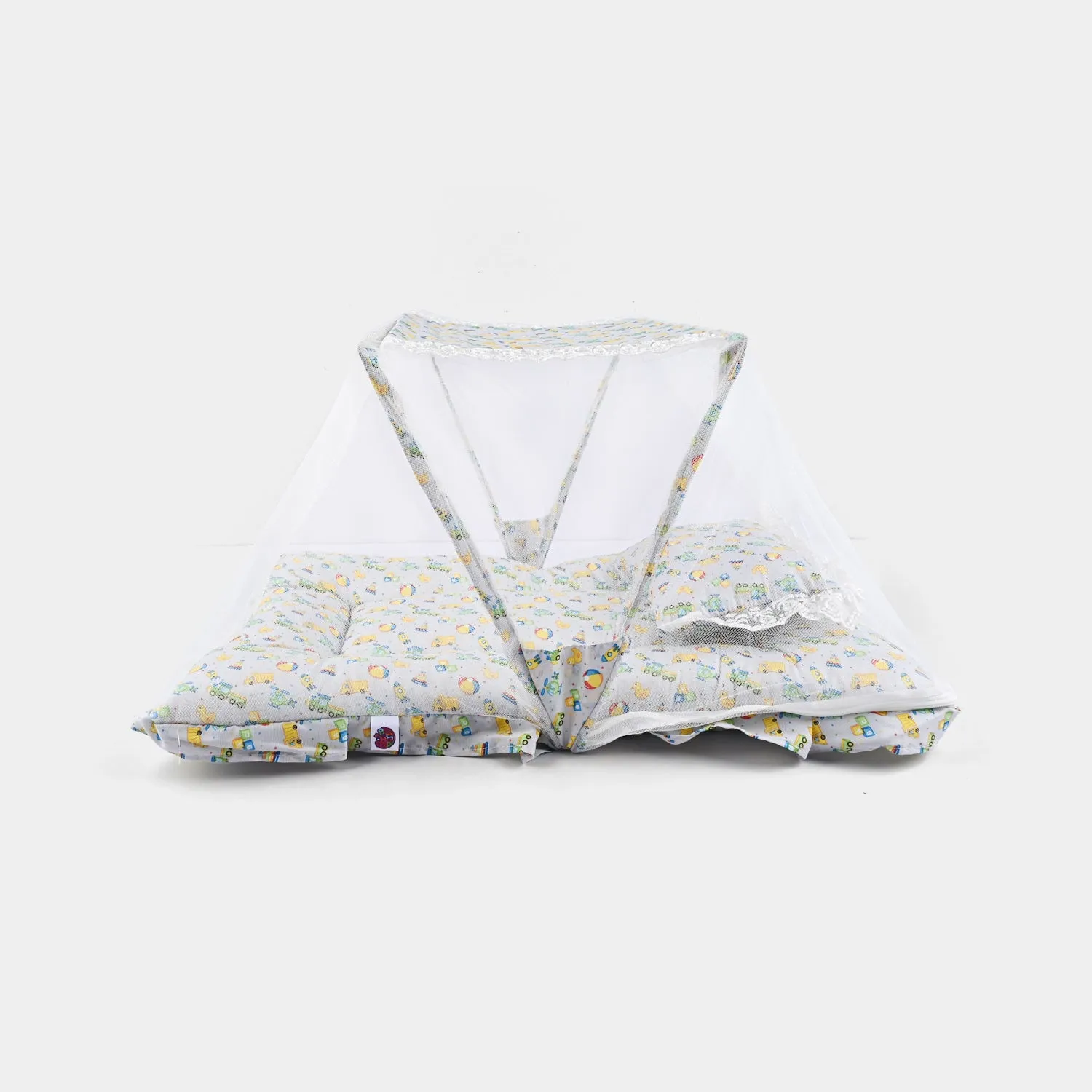 Baby Care Square Bed With Net | Grey