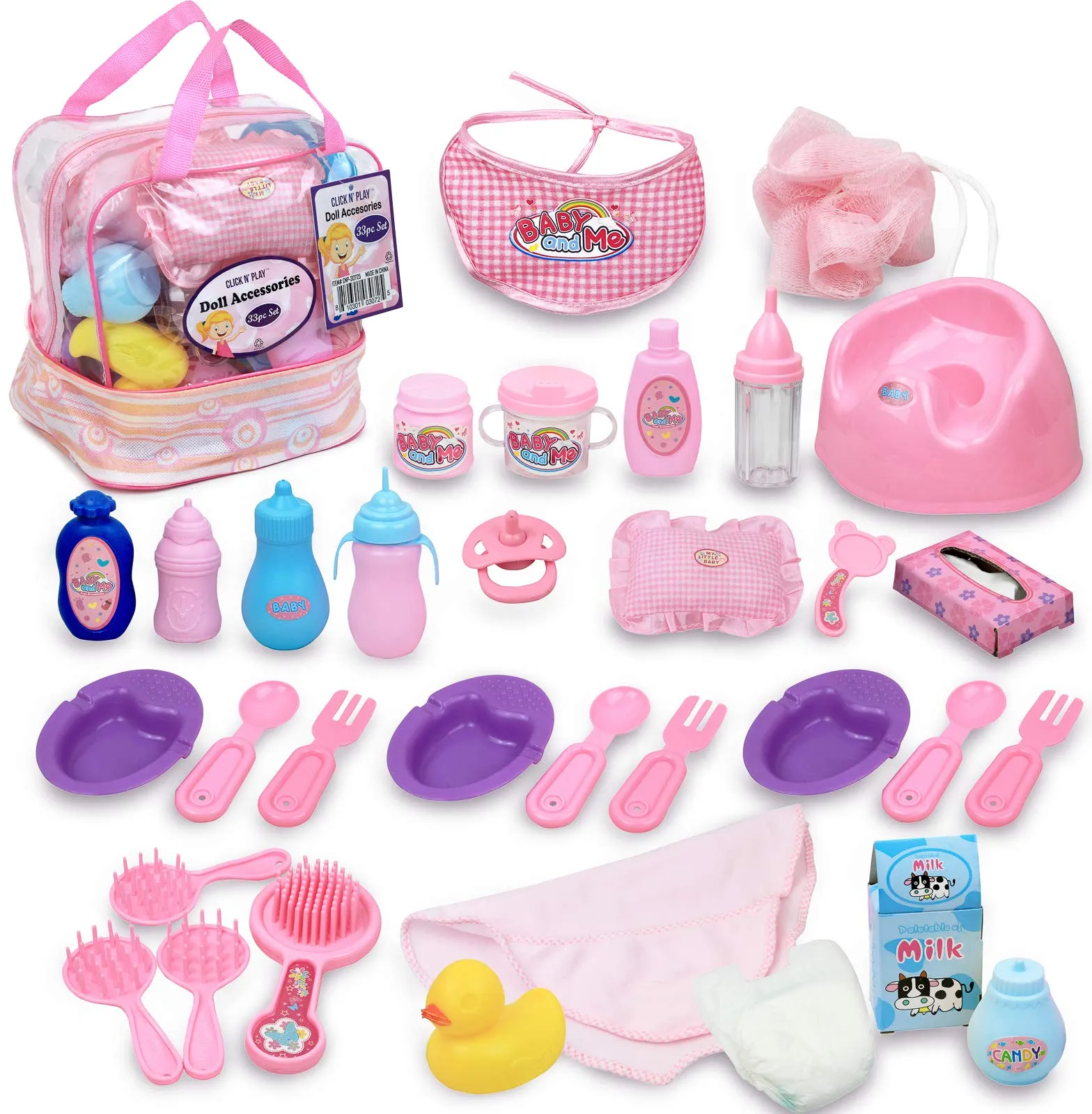 Baby Doll Accessories For 3  Year Old Girls, 33 Piece Feeding Set Including