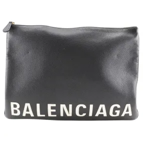 Balenciaga Leather Logo Clutch Bag