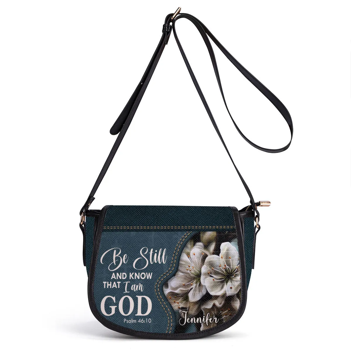 Be Still And Know That I Am God Personalized Leather Saddle Bag - Christian Women's Handbags