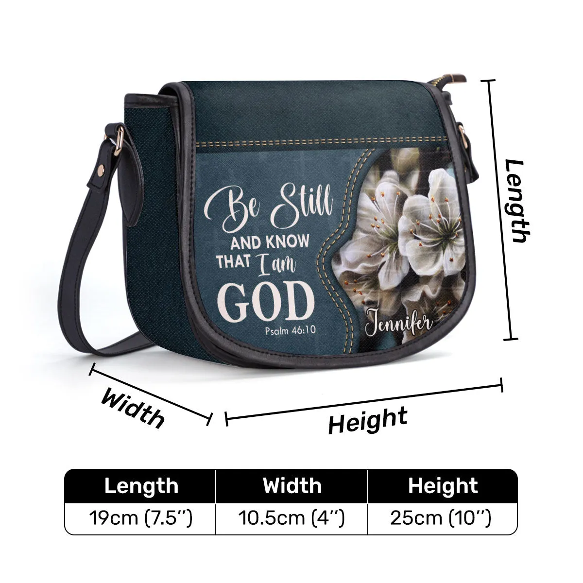 Be Still And Know That I Am God Personalized Leather Saddle Bag - Christian Women's Handbags