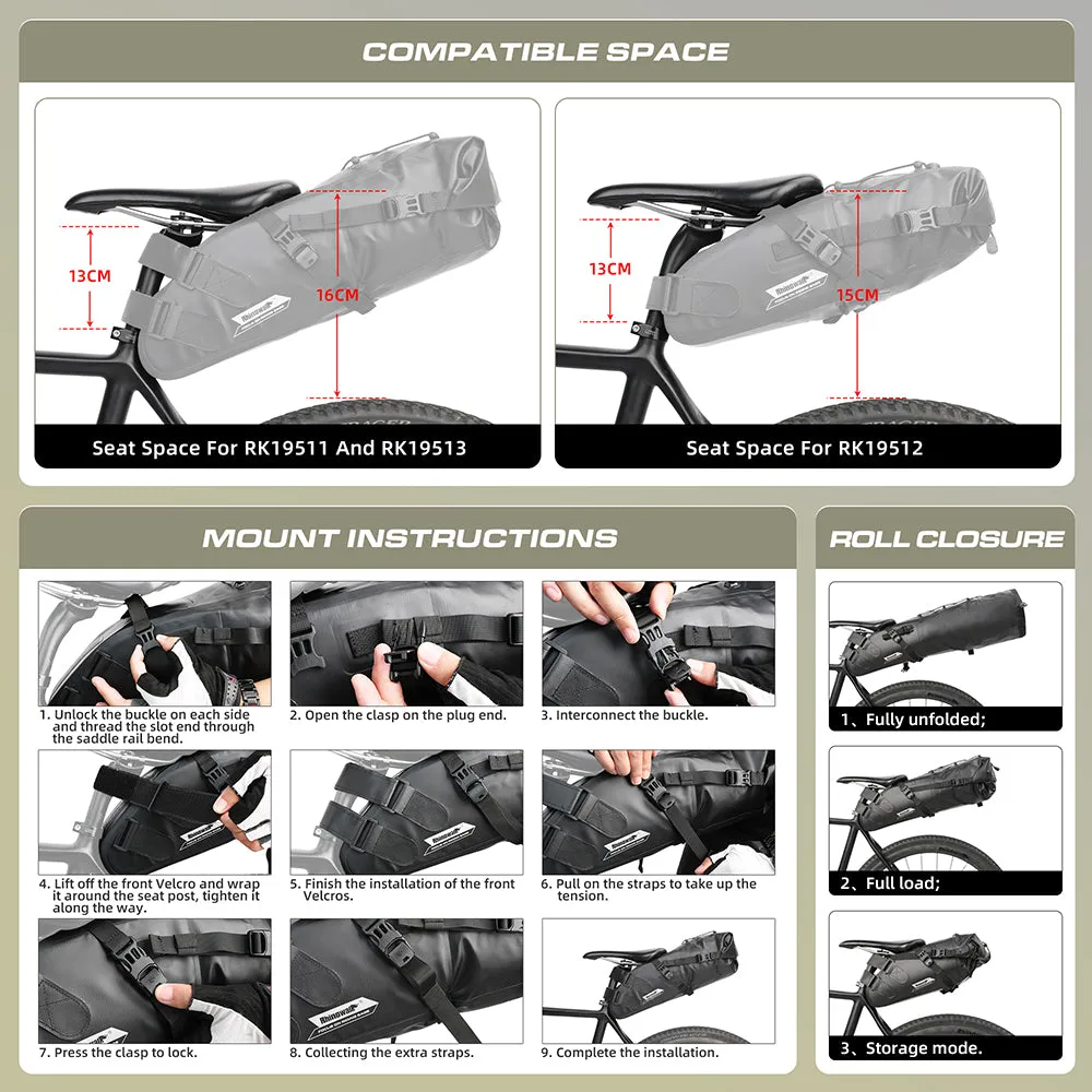 Bike Seat Bag, Bicycle Saddle Bag Under Seat 3D Shell Cycling Seat Pack for Mountain Road Bikes Black