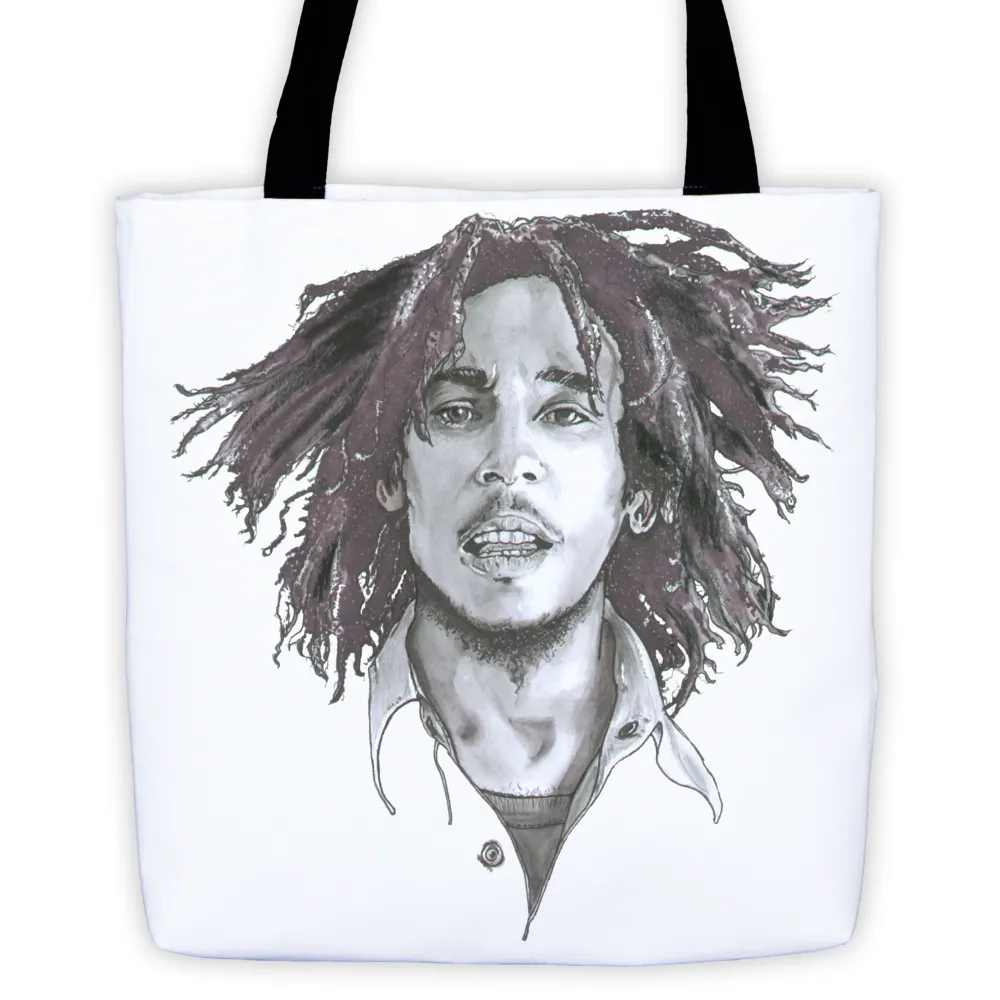 Bob Marley The Legend Black Ink Tote Bag