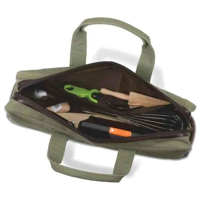 Boldric Chef Carryall Green Canvas with Brown Leather Trim