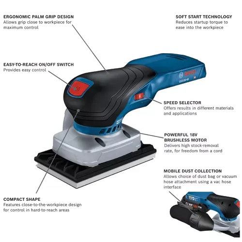 BOSCH 18V Sheet Orbital Finishing Sander (Tool Only)