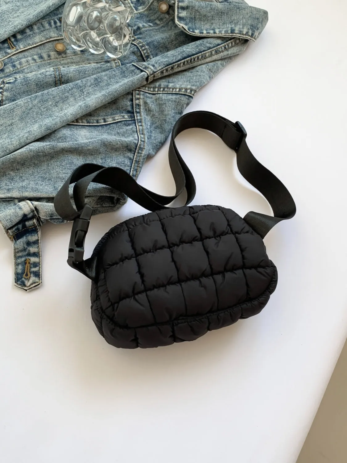 Bubble Texture Adjustable Strap Crossbody Bag