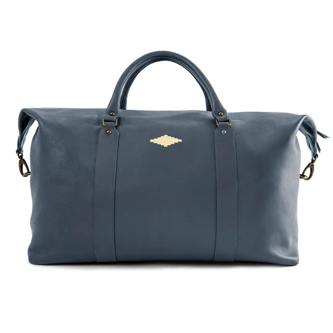 Caballero Large Travel Bag - Navy Leather w/ Cream Stitching by Pampeano