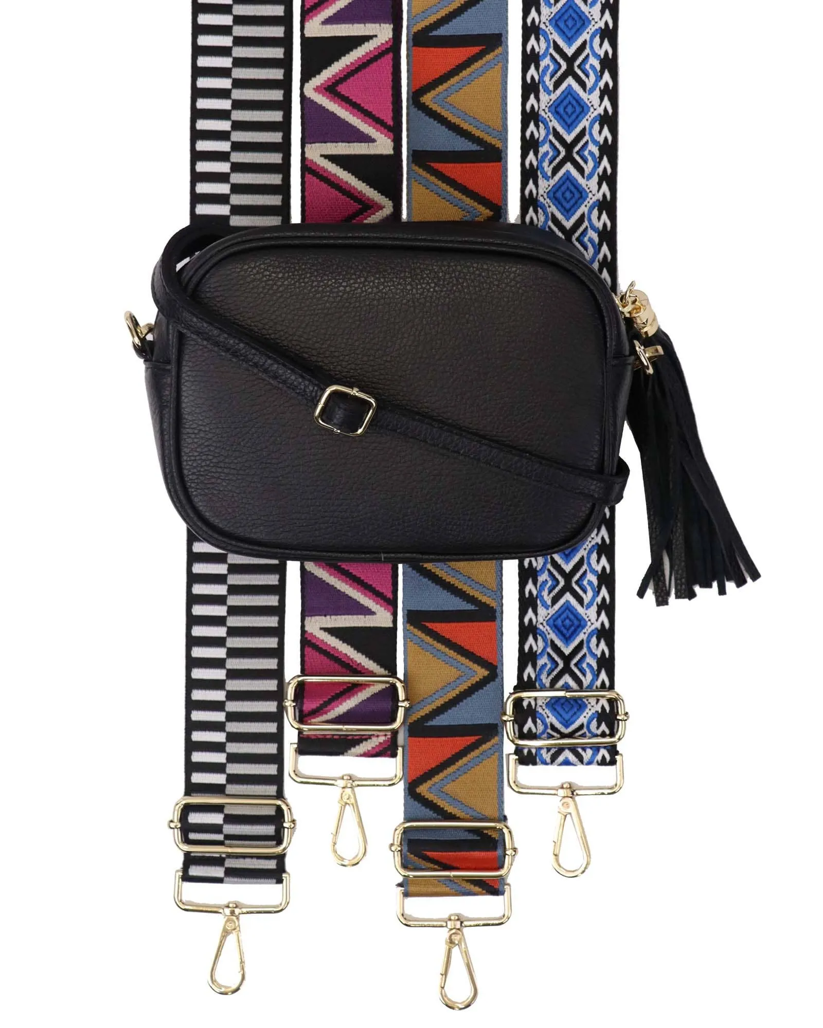 Cadenza Tassel Crossbody Leather Camera Bag: Fuchsia