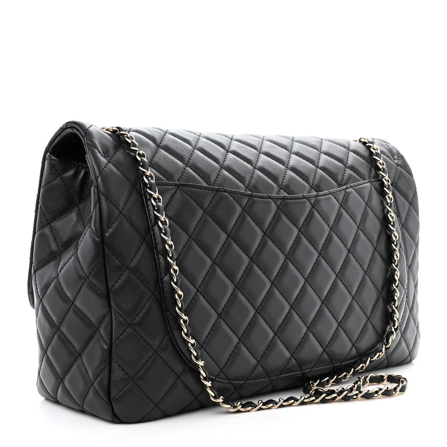 Calfskin Quilted Small XXL Travel Flap Bag Black