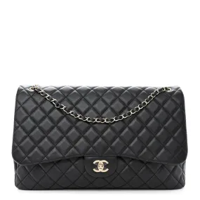 Calfskin Quilted Small XXL Travel Flap Bag Black