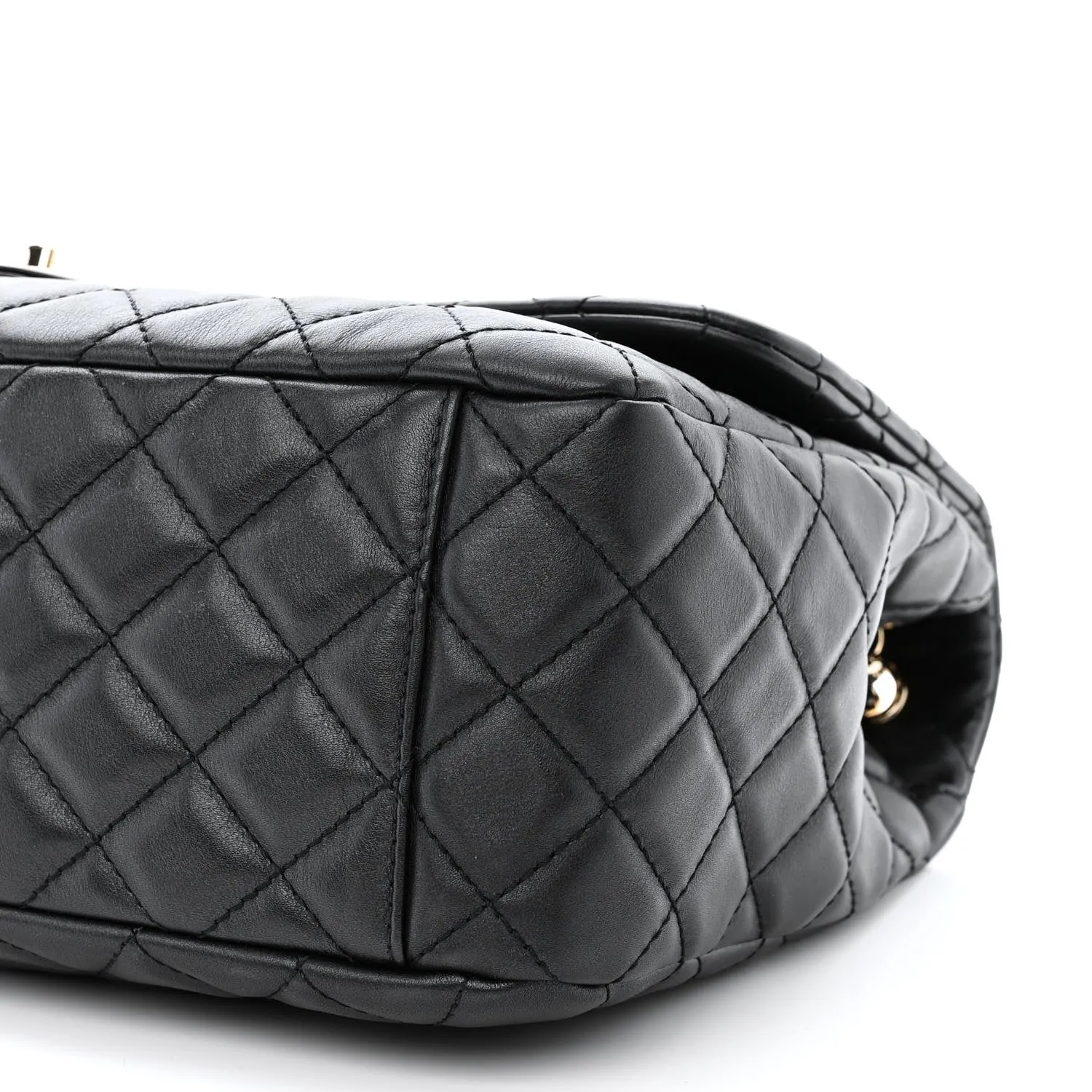 Calfskin Quilted Small XXL Travel Flap Bag Black