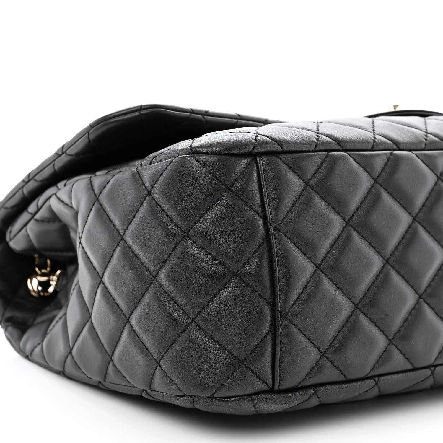 Calfskin Quilted Small XXL Travel Flap Bag Black