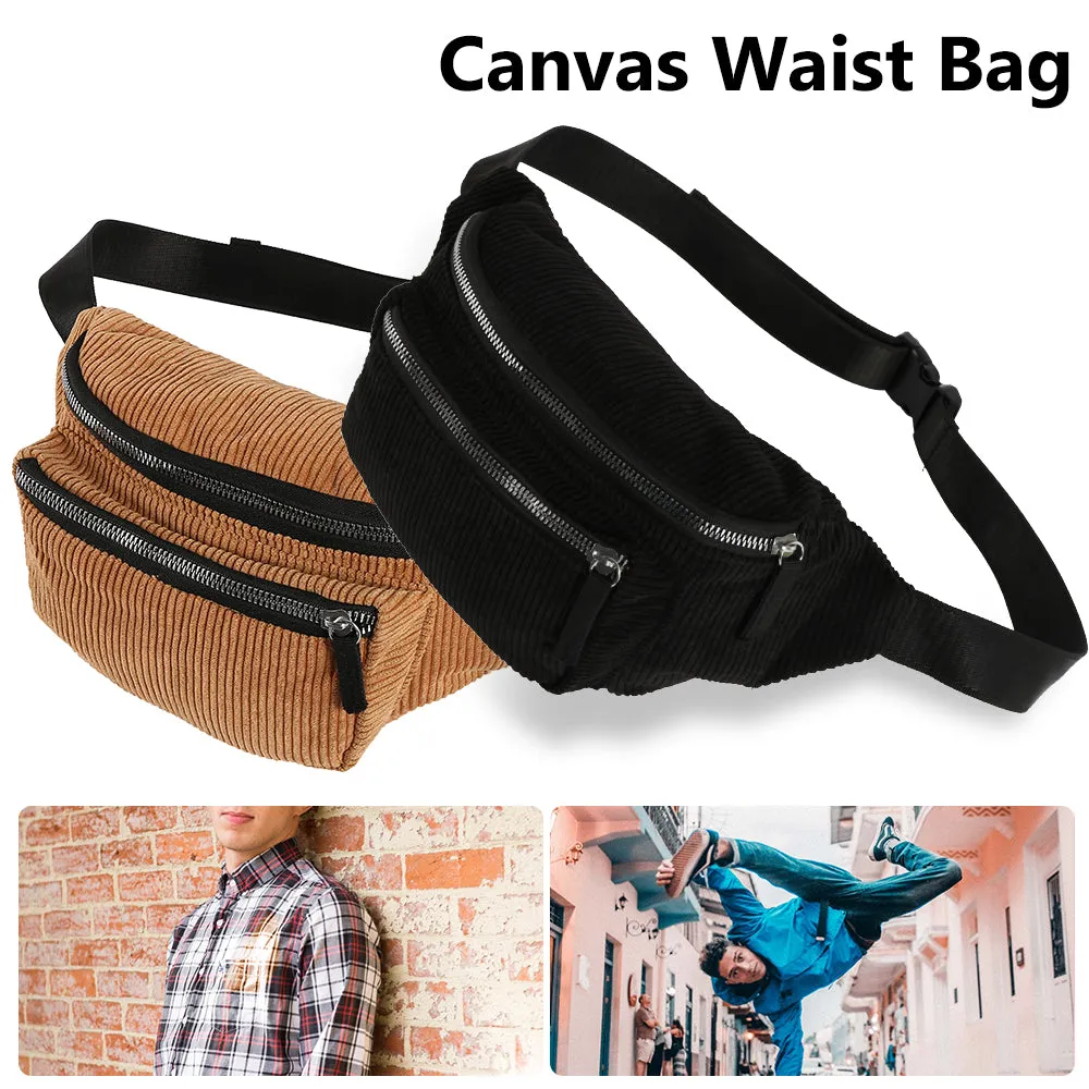 Canvas Waist Bag Unisex Zipper Chest Bag