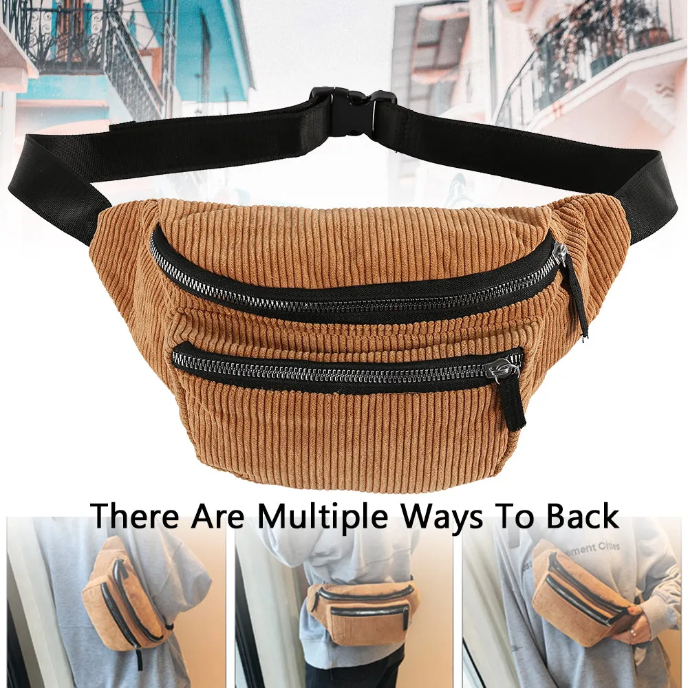 Canvas Waist Bag Unisex Zipper Chest Bag