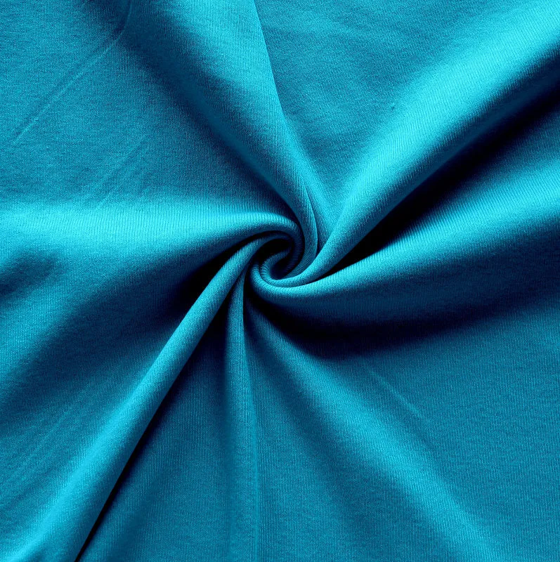 Caribbean Blue Cotton Rib Knit Fabric