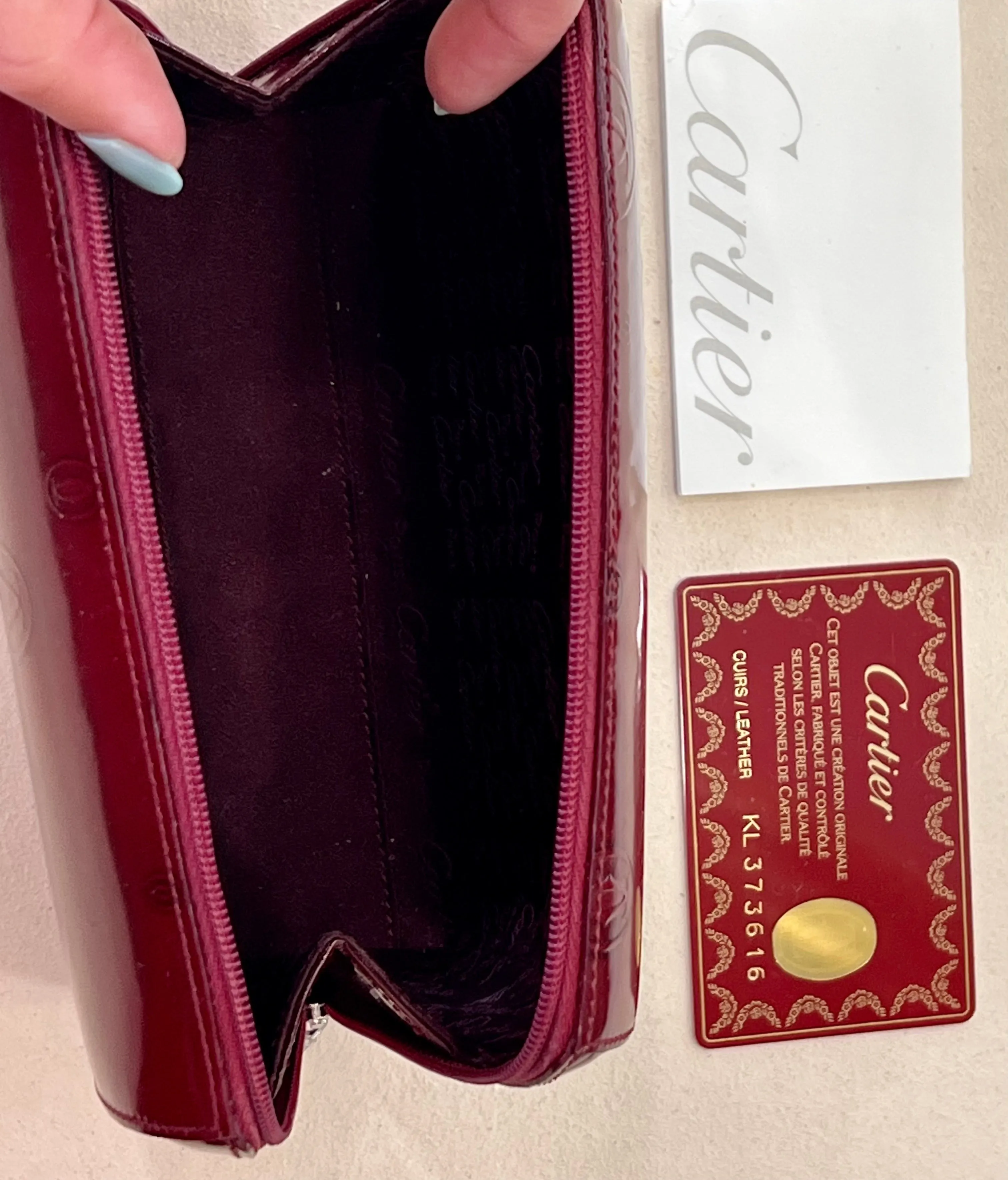 CARTIER HAPPY BIRTHDAY GLOSSY LEATHER CLUTCH BAG