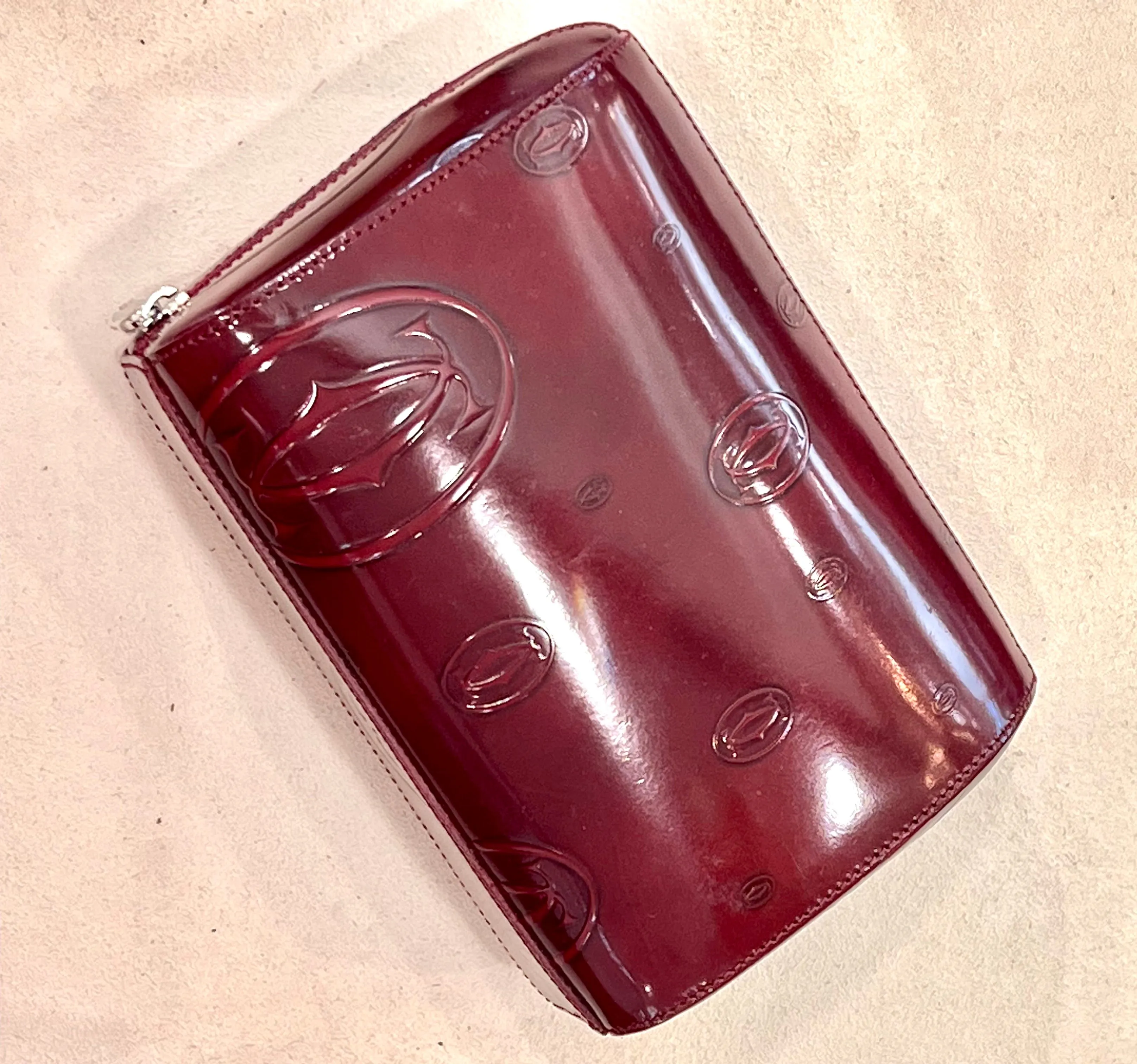 CARTIER HAPPY BIRTHDAY GLOSSY LEATHER CLUTCH BAG