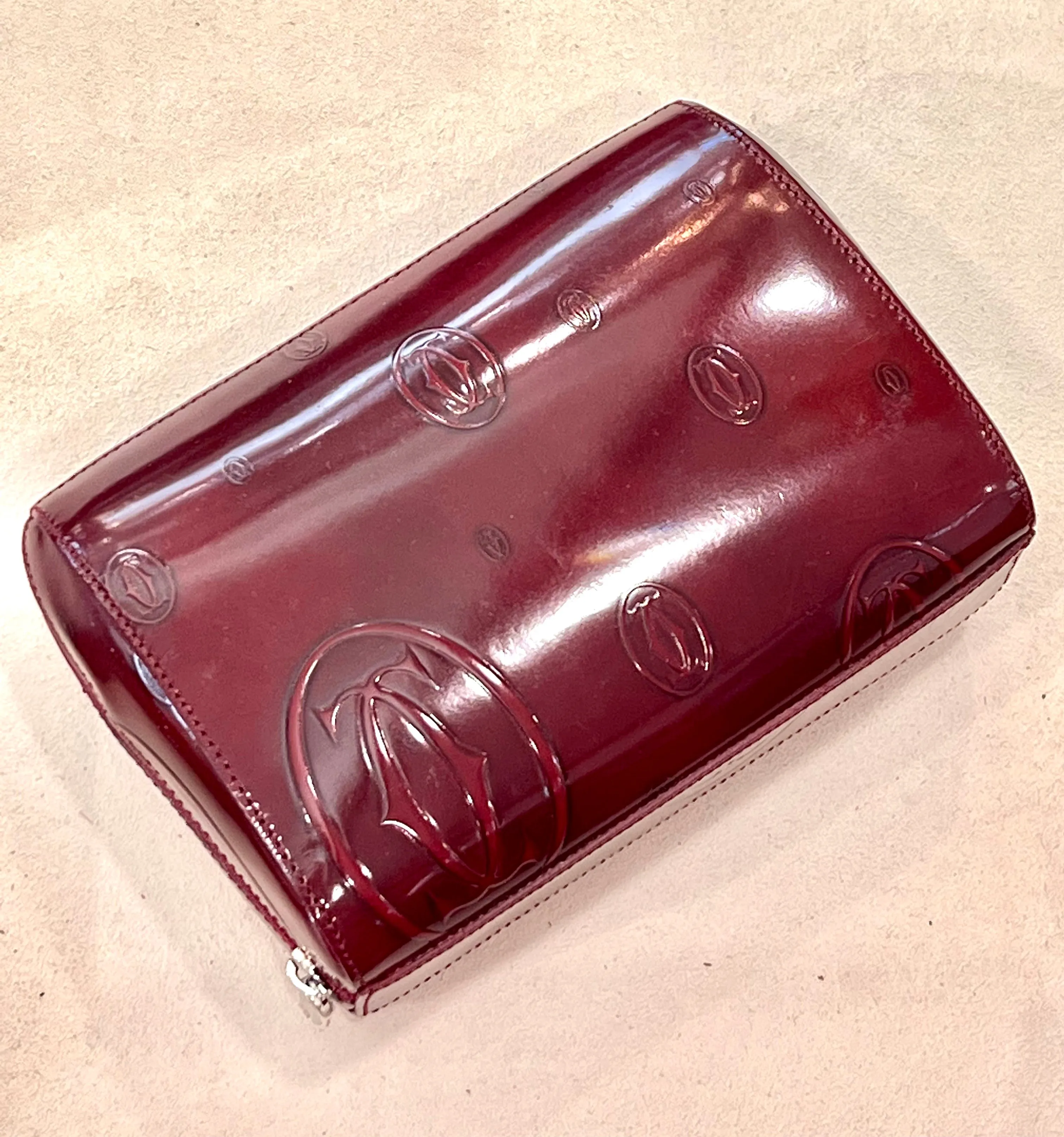 CARTIER HAPPY BIRTHDAY GLOSSY LEATHER CLUTCH BAG