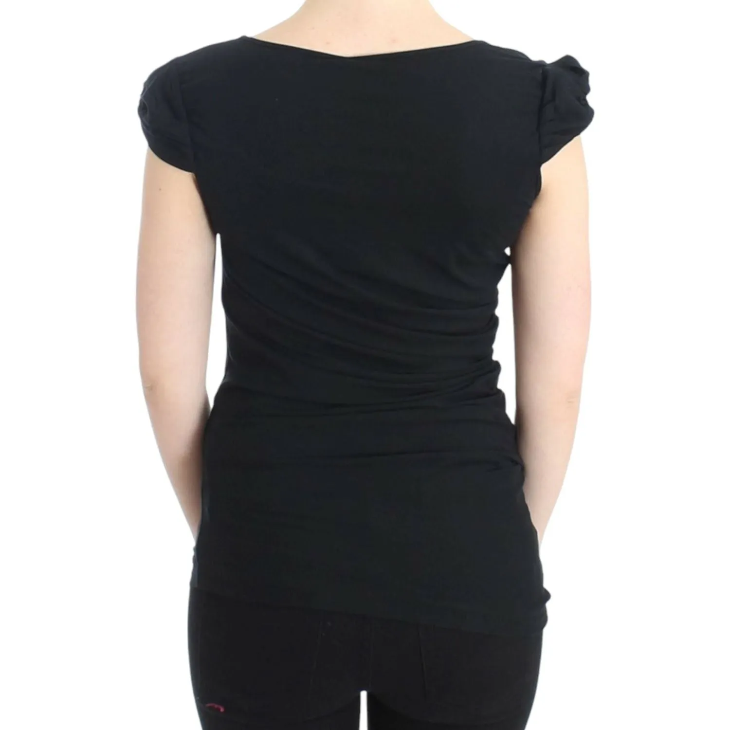 Cavalli Elegant Cap Sleeve Black Top