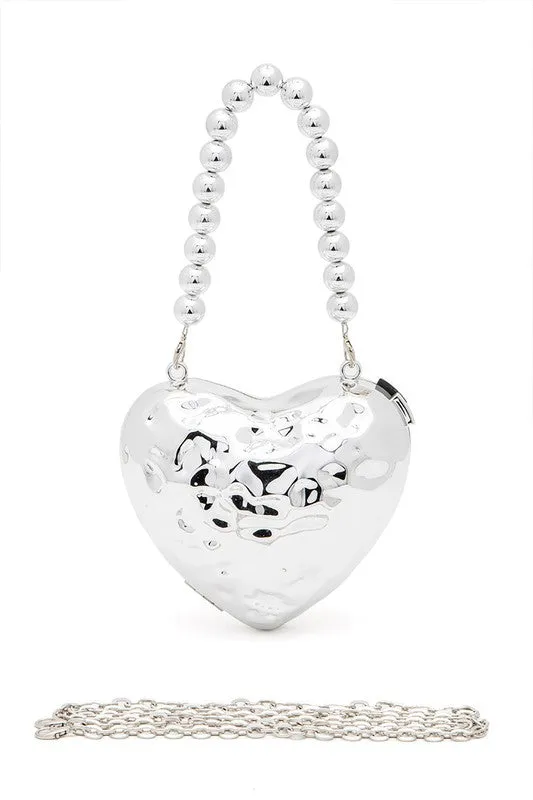 CCB Textured Heart Shape Molded Swing Clutch Bag