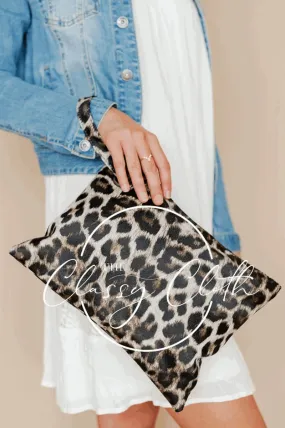 Cheetah Neoprene Clutch Wristlet