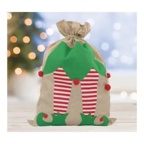 Christmas Jumbo Jute Elf Leg Gift Sack