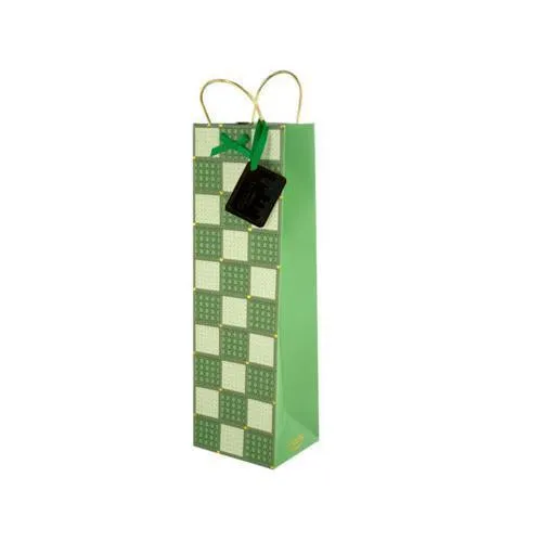 Collins Green Checkers Bottle Gift Bag ( Case of 72 )