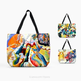 Colourful Kandinsky Abstract Art Large Canvas Tote Bag, Shopping Bag