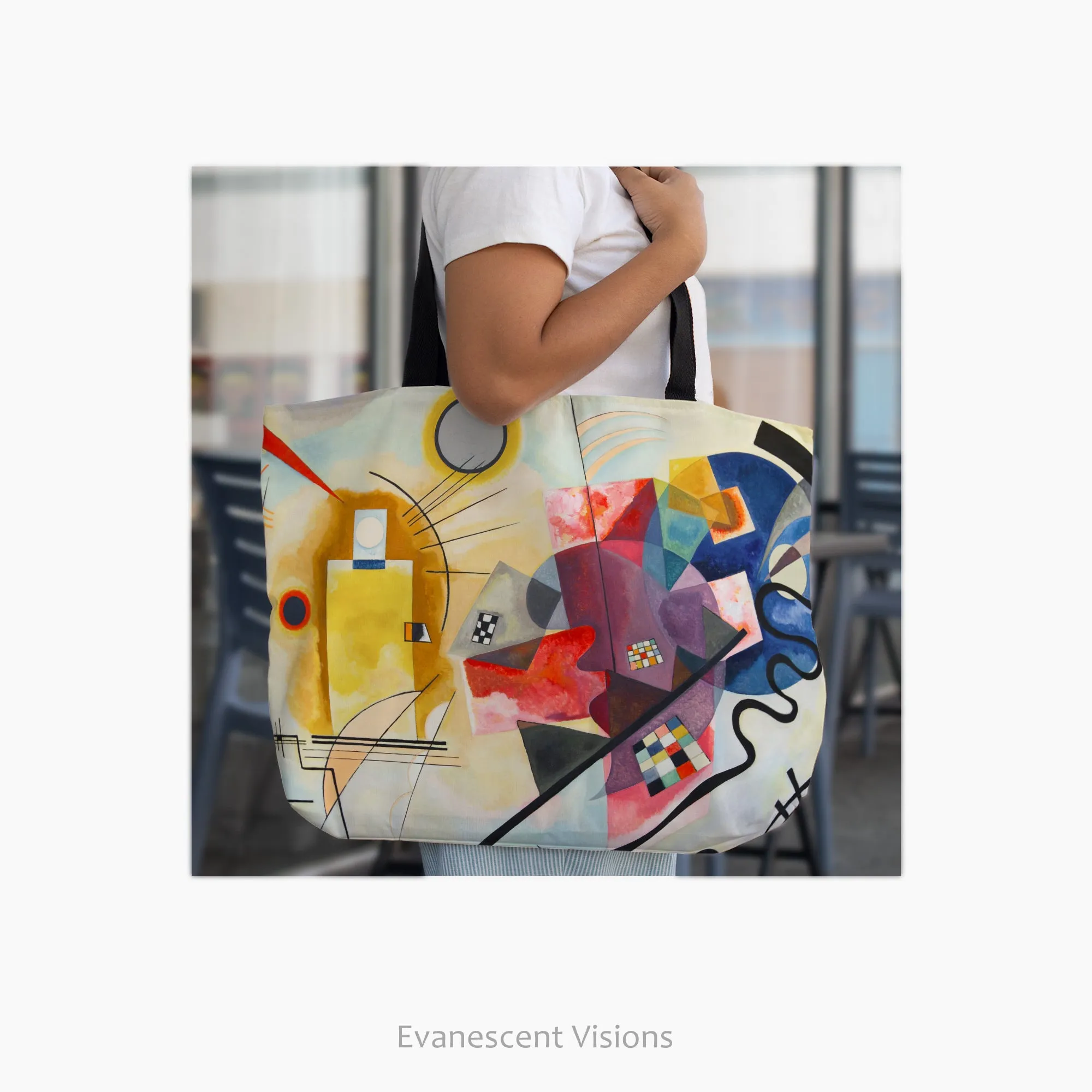 Colourful Kandinsky Abstract Art Large Canvas Tote Bag, Shopping Bag